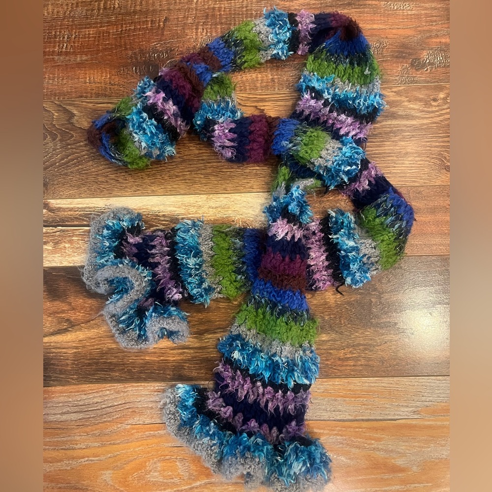 Mudd Multicolor Boho Tassel Knit Scarf